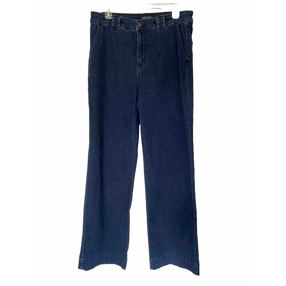 Judy Blue Wide Leg Dark Wash Women's Jean Size 13/31 Retro 70s Hippie